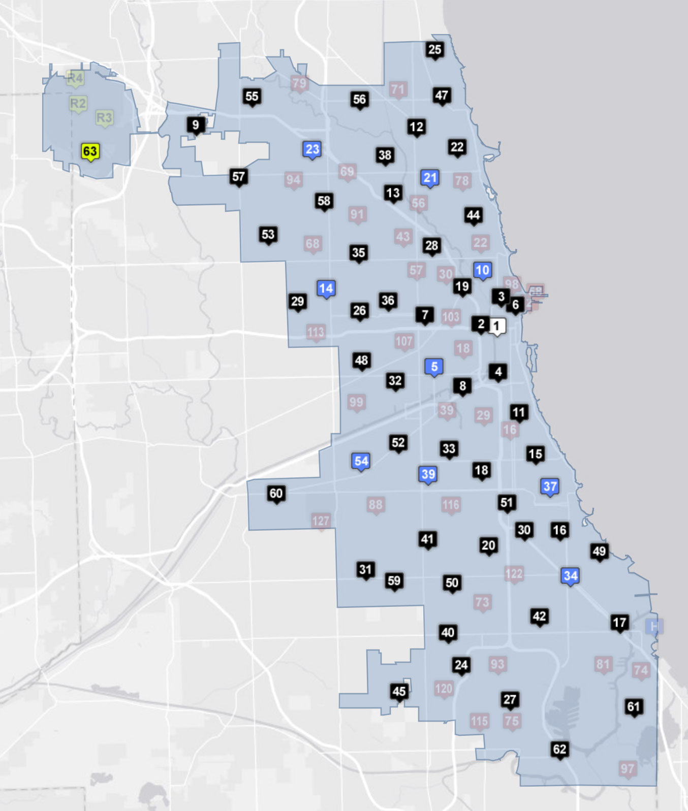 map of Chicago fire stations « chicagoareafire.com