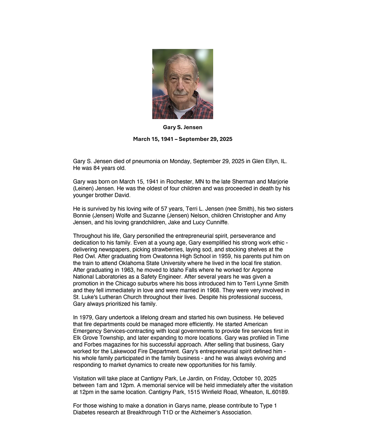 #chicagoareafire.com; #ElkGroveTownshipFPD; #obituary; #GarySJensen;